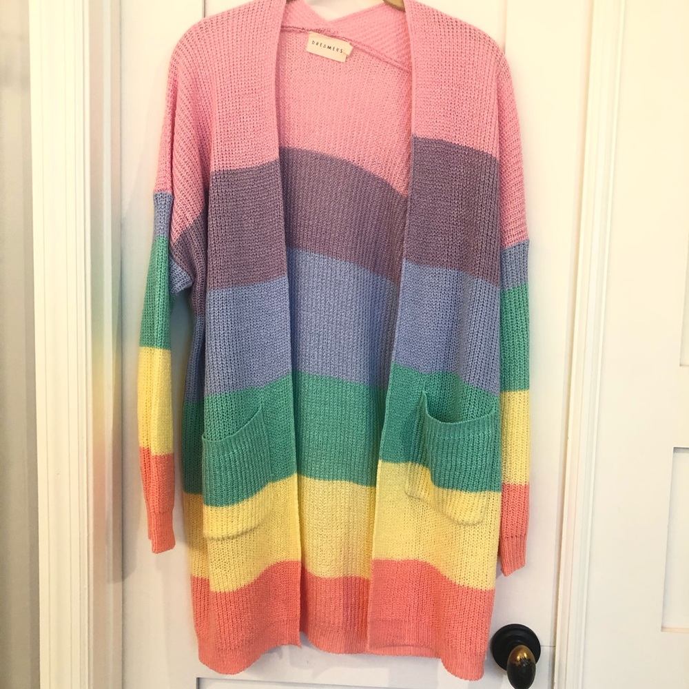 You Light Up My Rainbow Striped Cardigan